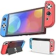 Nyko | Dockable, thin OLED Protective Hard Portable Travel Carry Shell Case for Nintendo Switch OLED (Red & Blue)