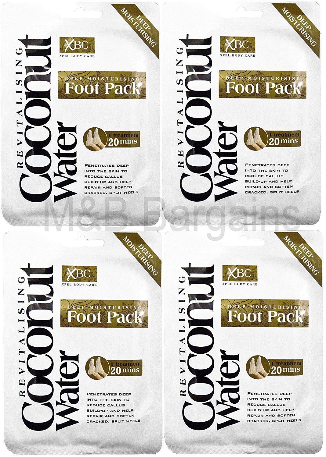4 x Treatment Deep Moisturising Revitalising Coconut Water Foot Pack