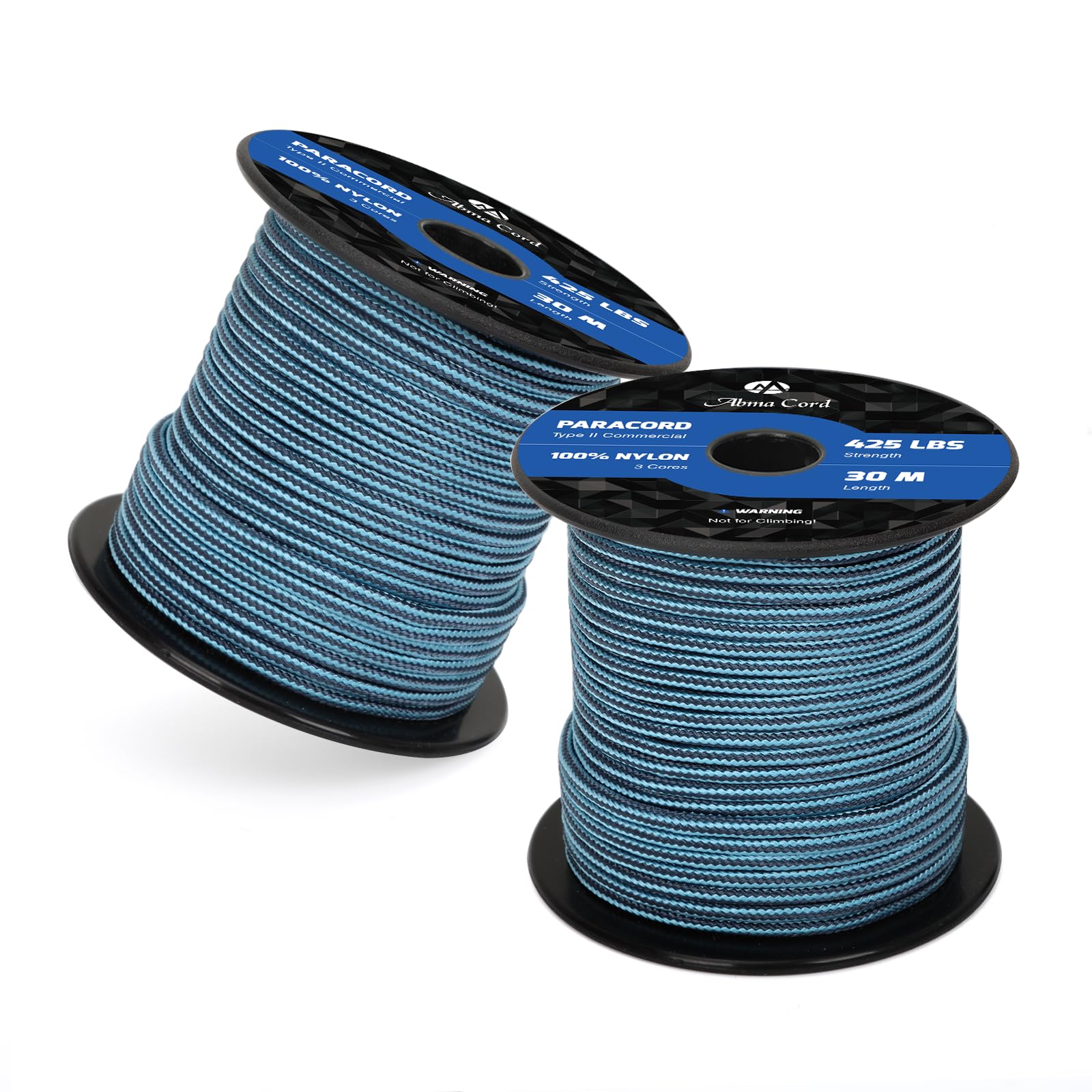 Abma Cord Paracord 425 lbs 3mm 100% Nylon 30M - Navy Blue & Sky Blue
