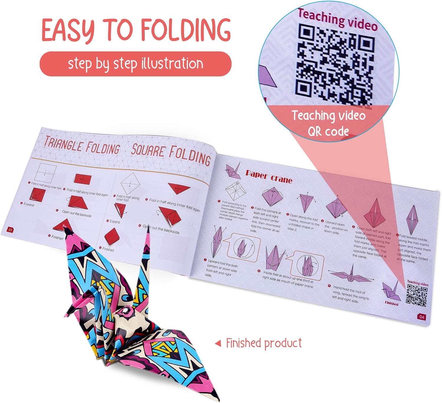 JoyCat Origami Paper Kit, 90 Sheets Double Sided Origami Paper, Kaleidoscope, Japanese and Animal Patterns, 30 Origami Projects Craft Guiding Booklet for Beginner Training and School Craft Lessons…