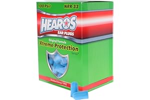 HEAROS Xtreme Foam Earplugs, 33dB NRR Ear Plugs, 100 Pairs, Foam Ear Plugs Noise Reduction & Hearing Protection