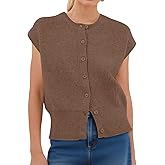 Ziesexy Sweater Vest Women Sleeveless Button Down Round Neck Knitted Tank Tops Business Casual Fall Cap Sleeve Vest