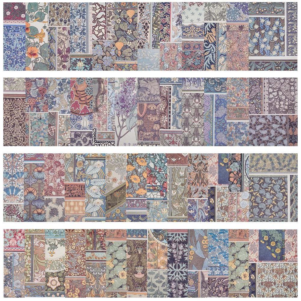 GORGECRAFT 100 Sheets 50 Styles Vintage Boho Scrapbook Paper 10x14cm Plants Flower Leaves Bohemian Decorative Decoupage Cardstock Scrapbooking Supplies for Journaling Planners Card Photo Making