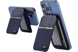 ArtsEvo Magnetic Wallet, Compatible with iPhone MagSafe Wallet with Adjustable Stand for iPhone 15/14/13/12 Series, Not for iPhone 13/12 Mini,10 Cards and Cash Holder, Blue