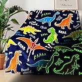 COMFAR Dinosaur Blanket for Boys, Dinosaur Glow in The Dark Blanket for Kids/Toddler/Baby, Soft Fleece Blankets and Throw, Birthday 40"x 50"
