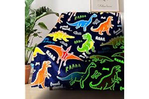 COMFAR Dinosaur Blanket for Boys, Dinosaur Glow in The Dark Blanket for Kids/Toddler/Baby, Soft Fleece Blankets and Throw, Birthday 40"x 50"
