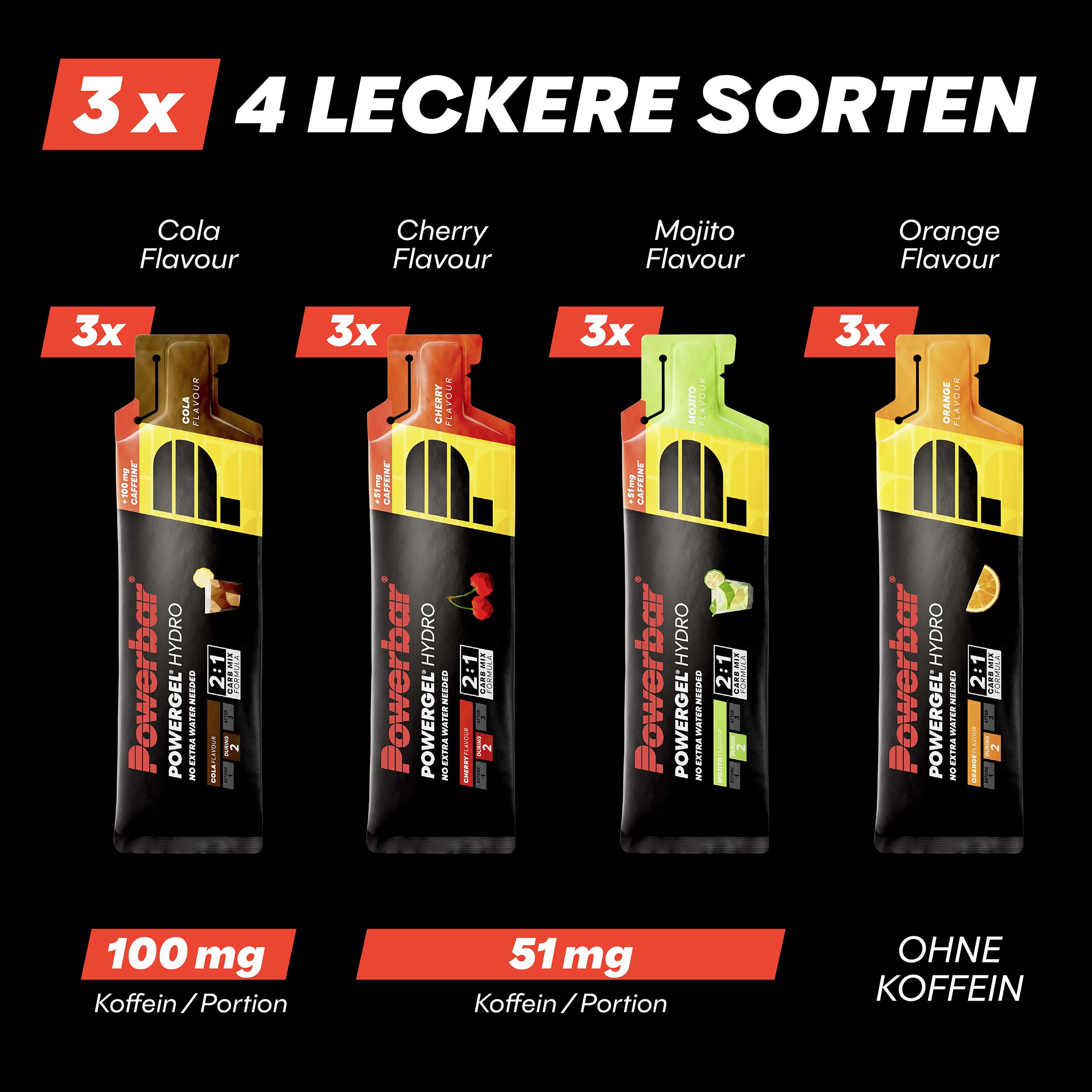 Powerbar - PowerGel Hydro - Multiflavourbox 12x67ml - High Carb Energie Gel + Natrium 2