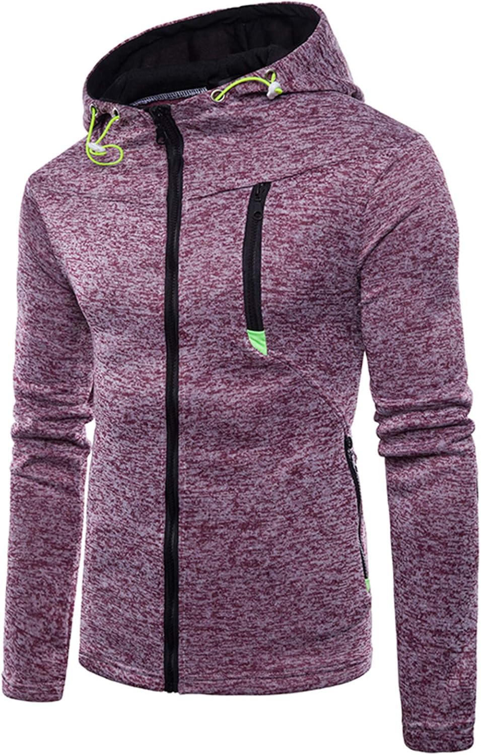 Mens Fashion Zip Hooded Sweatshirt - Casual Solid color Fashion Sports Hoodie Sweatshirt: Clothing
