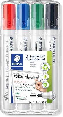 Lumocolor whiteboard marker, confezione da 4, punta tonda, 351 WP4