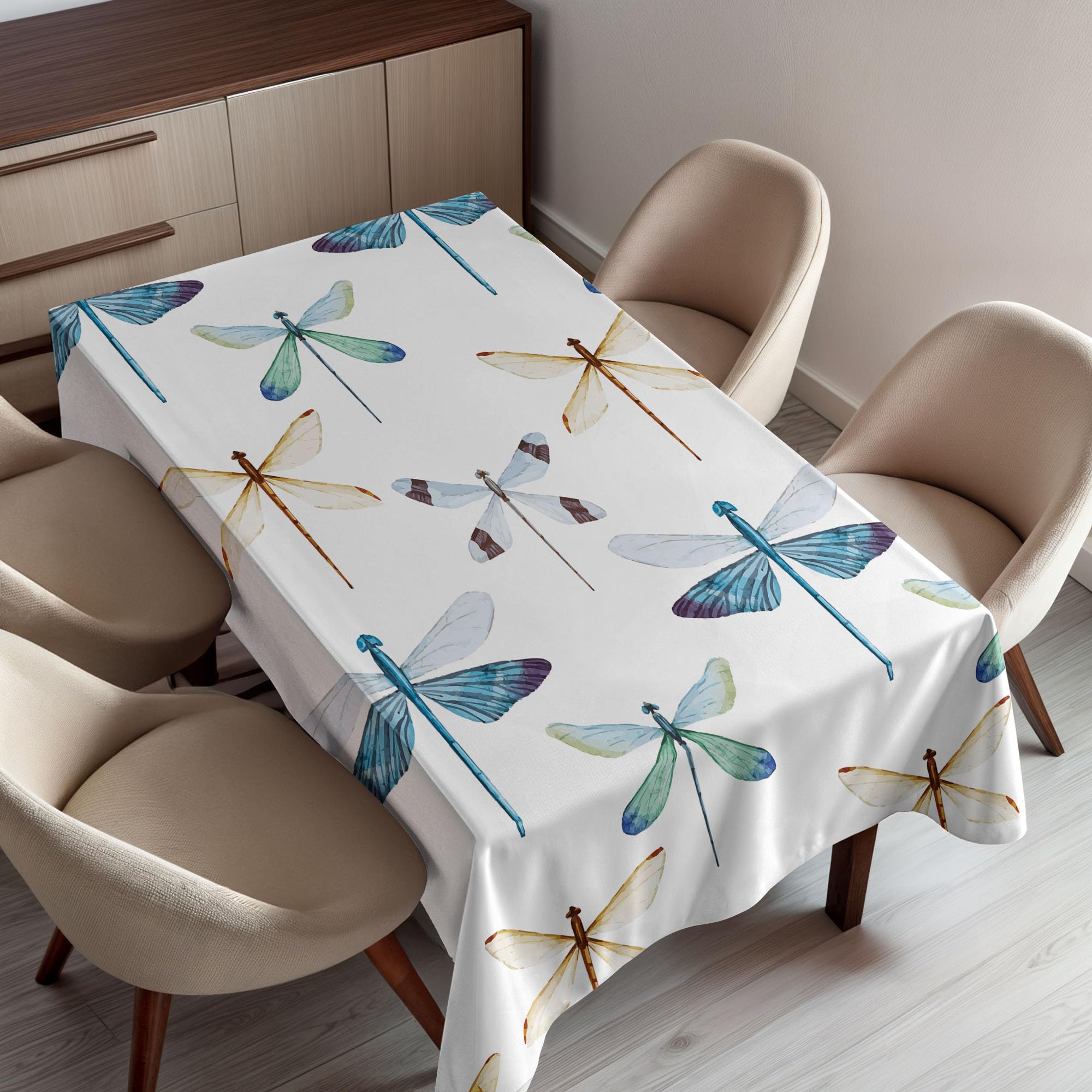 Ambesonne Dragonfly Tablecloth, Group of Regularly