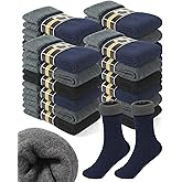 Henoyso 24 Pairs Thermal Socks Bulk Warm Thick Winter Unisex Medium Socks for Men Women Homeless Care Package