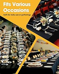 Niuara Black Fabric Rectangle Table Cloth - 6