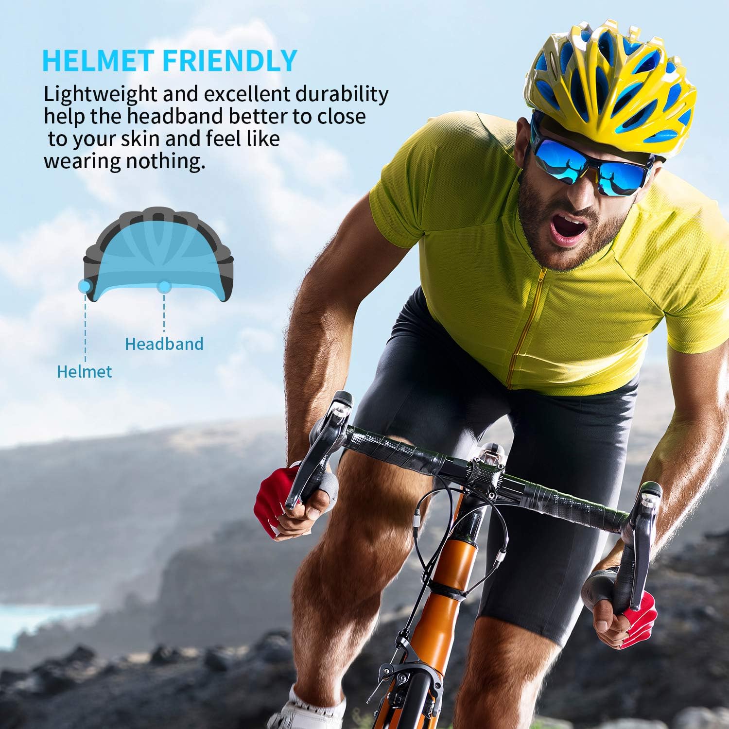 Udaily 4 Pack Mens Headband, Sports Headbands for Men and Women, Mens Sweatband for Workout, Running, Hiking, Yoga, Basketball, Cycling, Elastic Sweat Wicking, Non Slip, Helmet Friendly Hairband: Clothing