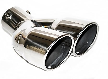 Amazon Bluefield マフラーカッター ステンレス 2本だし 下向け オーバル 取付簡単 シルバー マフラーカッター 車 バイク