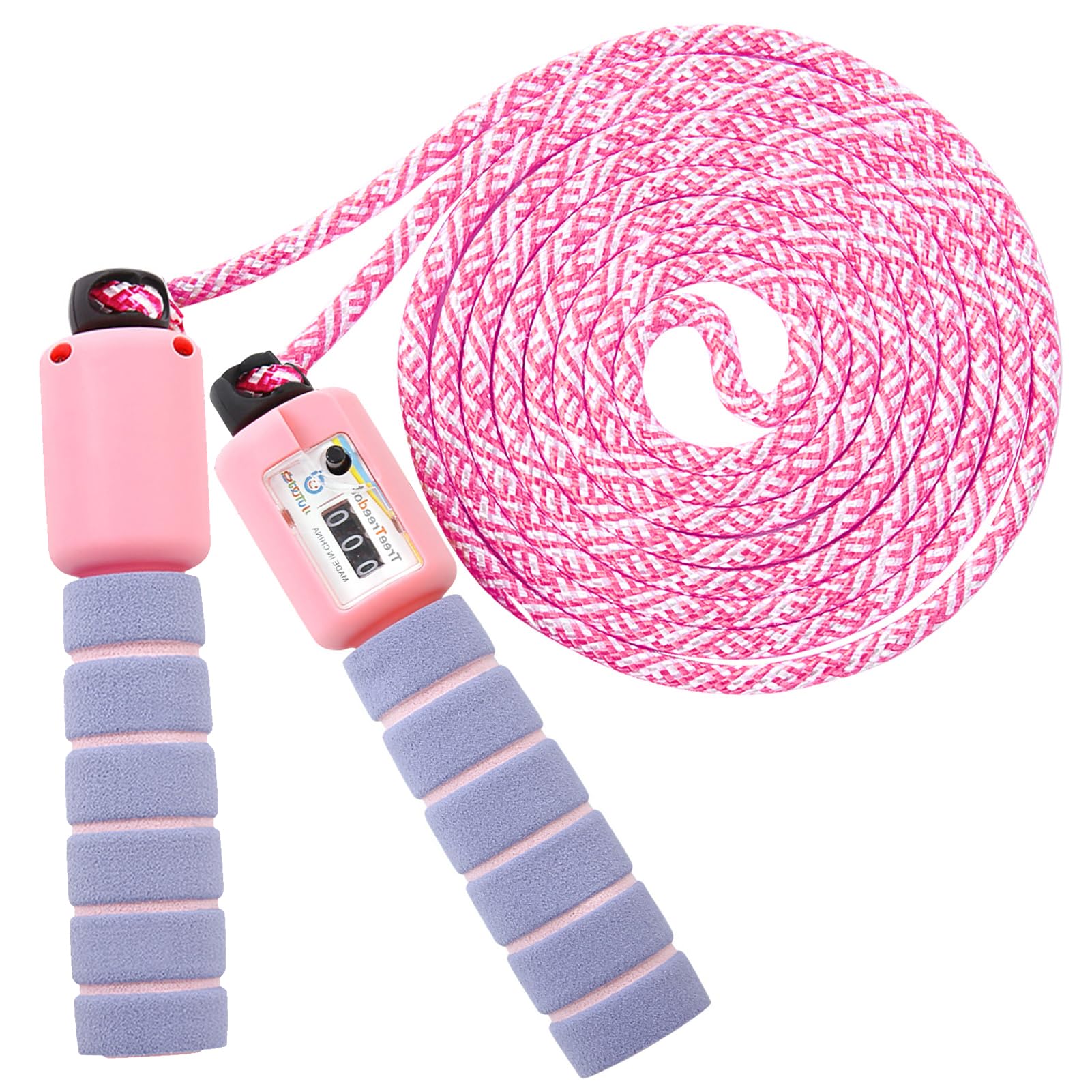 KONVINIT Skipping Rope for Children,Jump Rope Kids Adjustable with Counter and Comfortable Anti-Slip Handles Gifts for Boys and Girls,lavendel pink