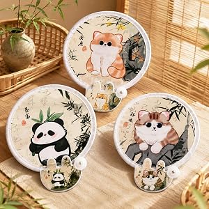 3 PCS 3 Styles Foldable Cooling Fans, Handheld Colorful Floral Round Fans for Travel, Events, Indoor & Outdoor
