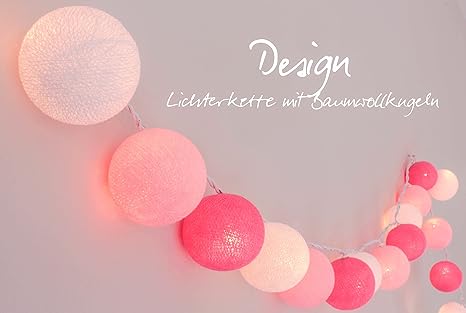 Lichterkette 'Mädchenzimmer' mit Kugeln aus Baumwolle - Cotton Ball Lights, Innen (20 Kugeln)