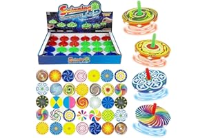 24 PCS Light Up Mini Spinning Tops LED Hand Spinners Toys with Colorful DIY Stickers Design Your Own - Novelty Bulk Stocking 