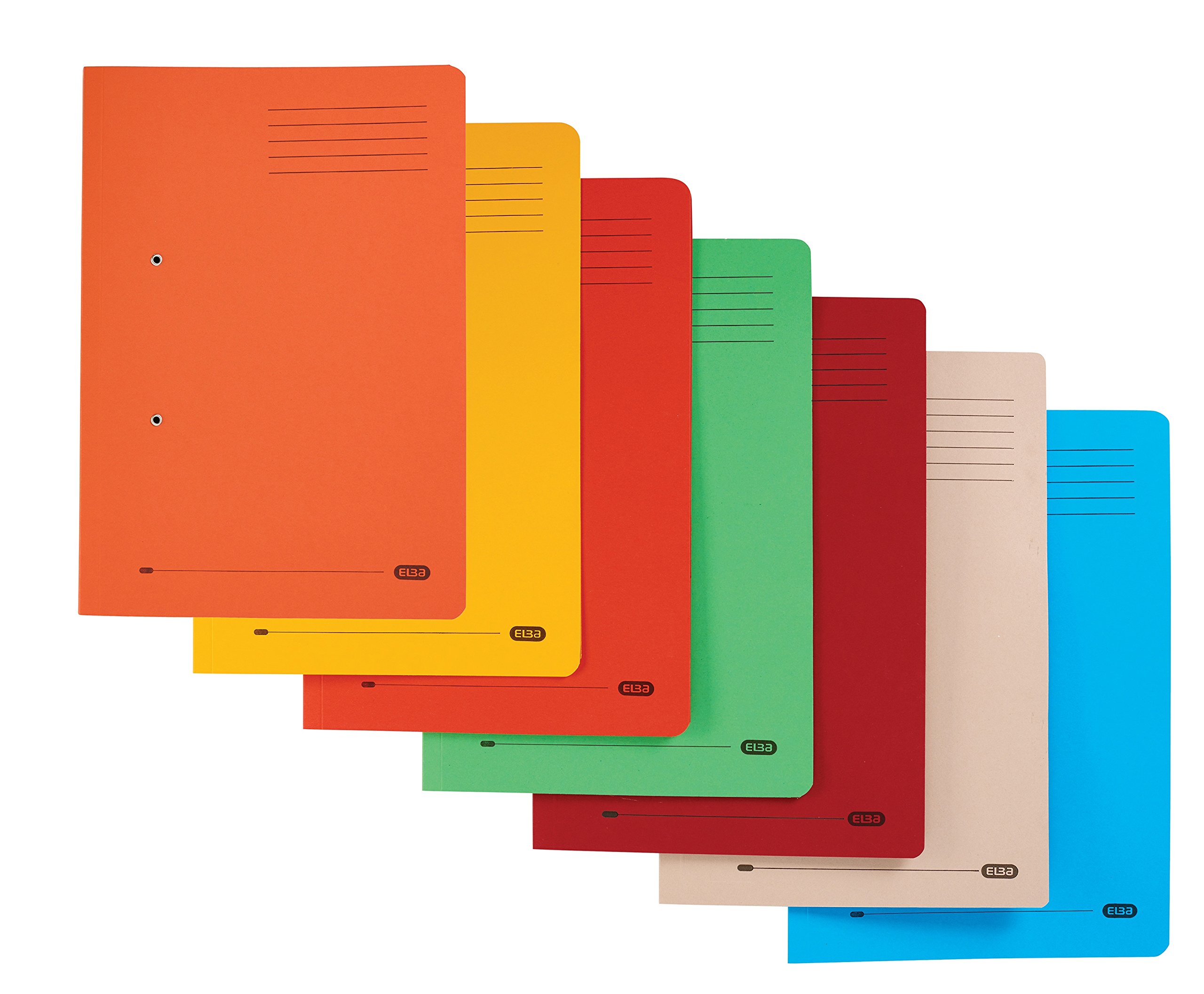 Elba Foolscap Strongline Spring Pocket Files, 320 gsm, Assorted Colours, Pack of 25, 100090276