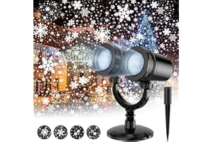 afzdby Christmas Snowflake Projector Lights Outdoor,Double Head Snowfall Led Lights Waterproof,Landscape Decorative Lighting Projection Lamp for Xmas Holiday Wedding Indoor Garden Patio