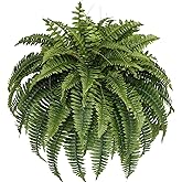 Muhanjia Silky Artificial Boston Fern Bush,48IN Fake Fern Large Hanging Plant That Look Real for Outdoors Home Decor,80Branches (Pack of 1)