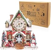 Cutywood 3D Wooden Puzzles for Adults-Christmas Clock Puzzle-Adult Crafts | 3D Puzzle/Puzzle Clock/DIY Wooden Puzzle/Working Clock/Desk/Wall Decor/Christmas Day Gifts for Adults&amp;Teens