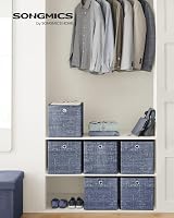 SONGMICS Storage Boxes Set of 6 30cm Cube Fabric Boxes with Handles Misty Blue view 2