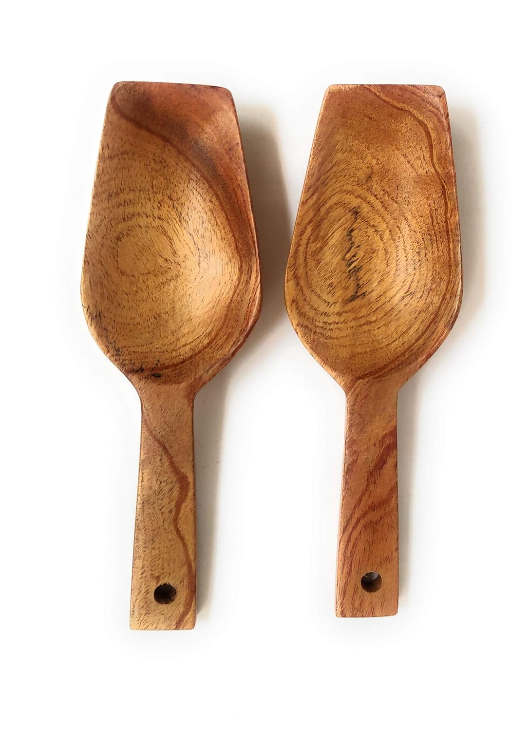 InsTook Wooden Scoop Spoon Set of 2 for Measuring Flour/Grains/Rice