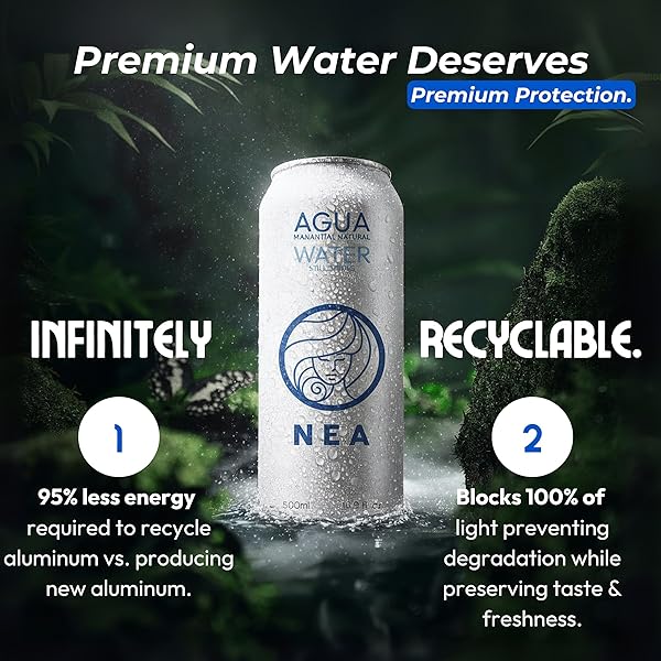 NEA CANNED WATER – AUSTRIAN ALPS SPRING MINERAL CAN WATER IN ALUMINUM CANS – PLASTIC FREE BPA FREE 16.9OZ (1 CASE – PACK OF 12)