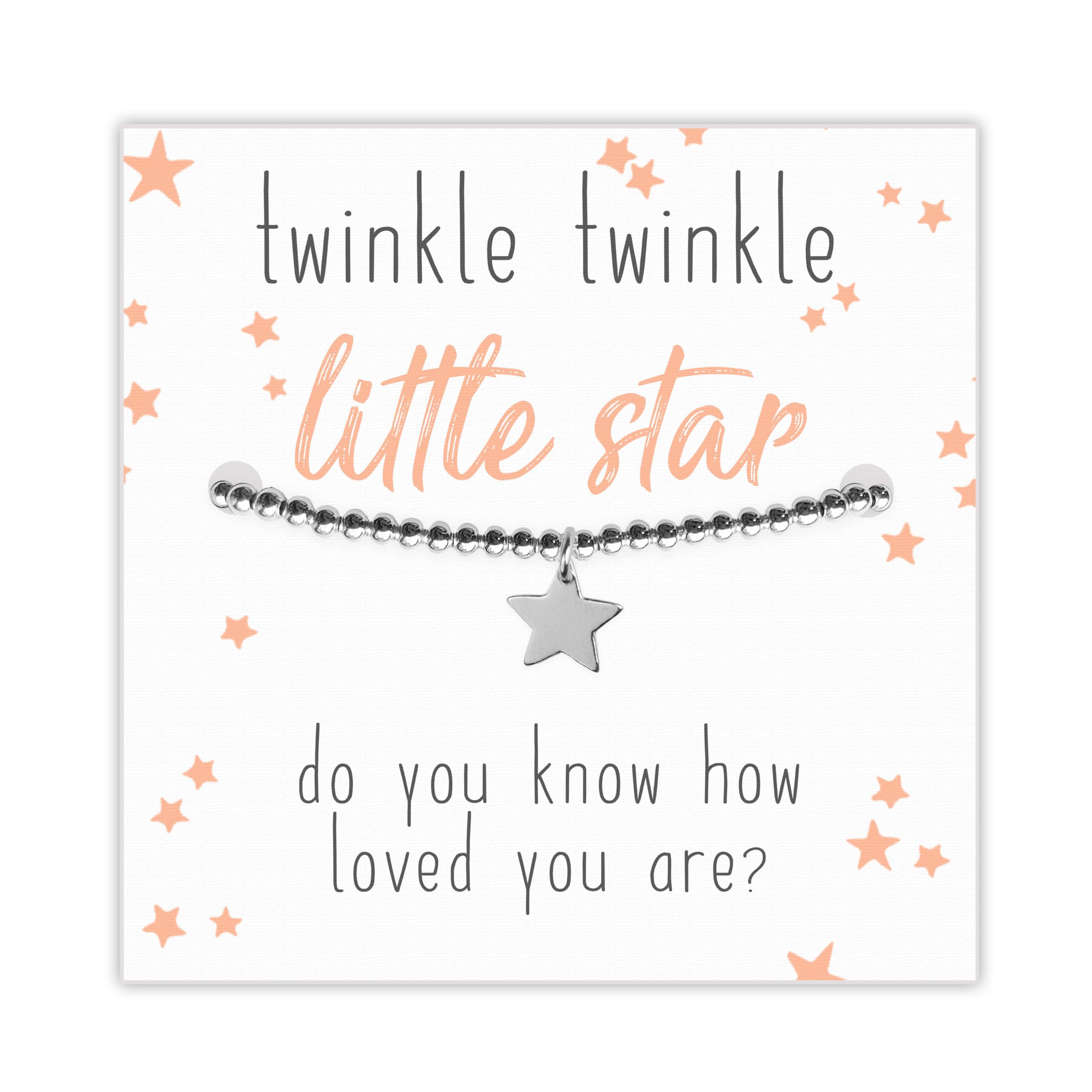 Purple Piglet Gifts Sterling Silver Star Bracelet for Girls – Adjustable Child’s Bracelet with Star Charm – Silver Plated Jewellery Gift for Daughter, Niece, or Goddaughter