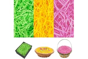 VPCRT6 Easter Grass in 3 Colors Paper Shred Filler for Easter Basket Filling, DIY Easter Gift Wrapping, Easter Party Decoration, Easter Egg Hunt, Classroom Event Decoration