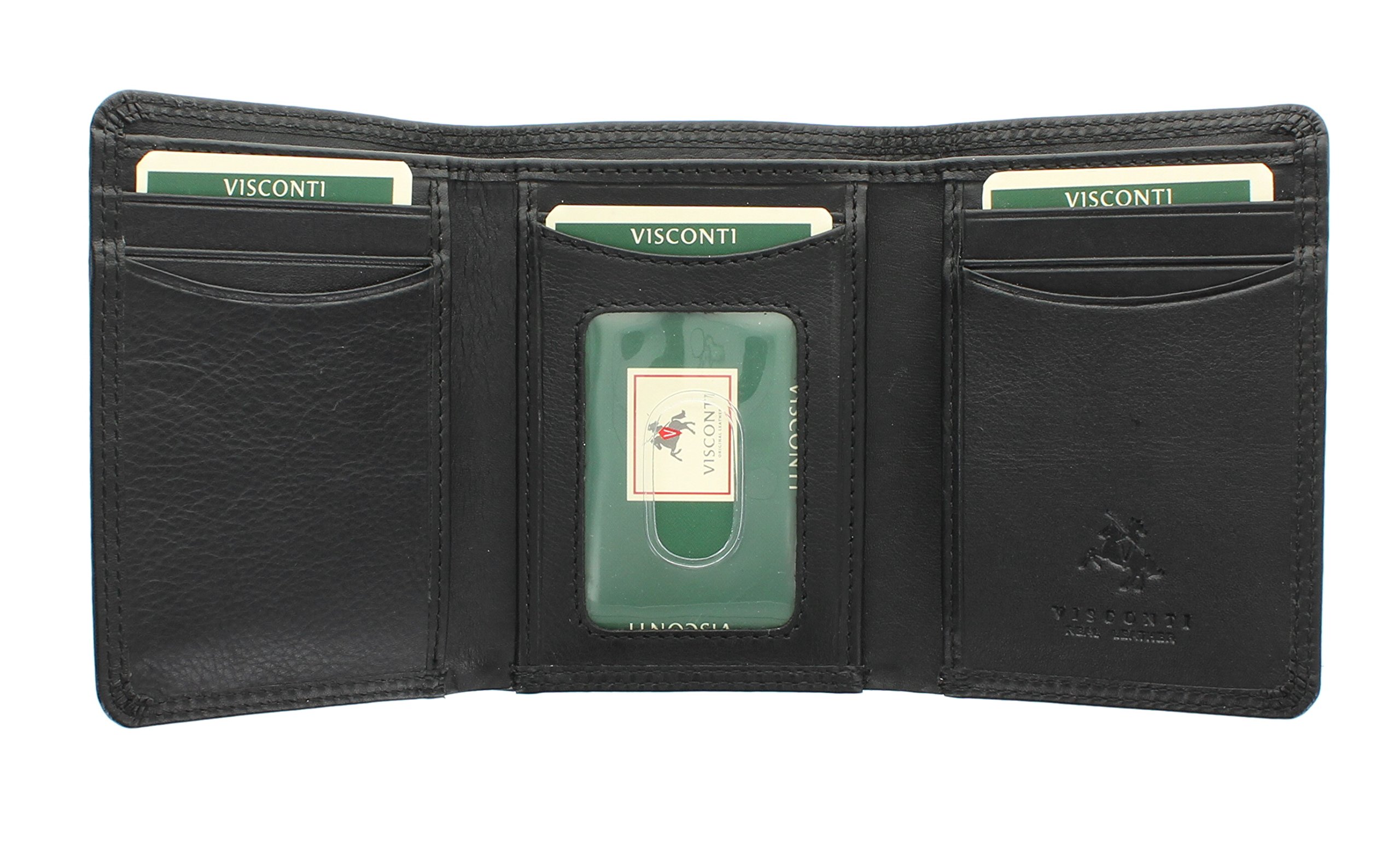 VISCONTI Heritage Collection Compton Leather Tri-Fold Wallet RFID Blocking HT18 Black