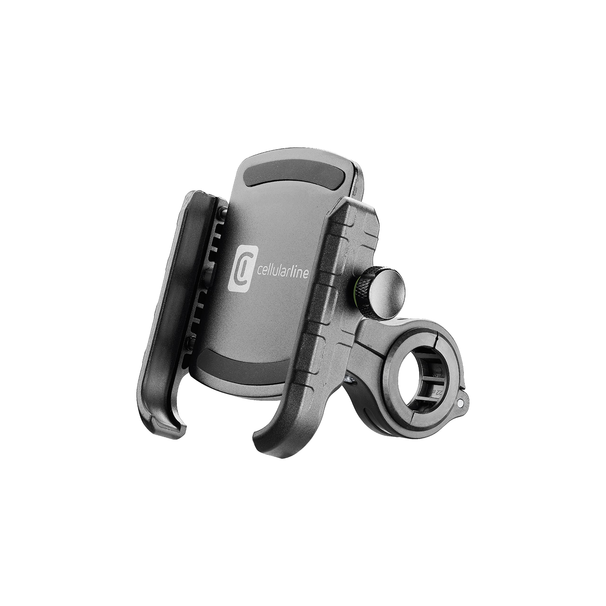 cellularline | Rider Steel – Universal – Aluminium Smartphone Holder for Round Handlebar Motorcycle and Bike – Universal for All Mobile Phones – 360 Rotation – Stable and Solid