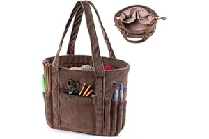 RAORAOYUE Corduroy Yarn Storage Organizer Bag, Knitting Bag Crochet Bag Organizer, Knitting Needles and Accessory, Crochet Tr