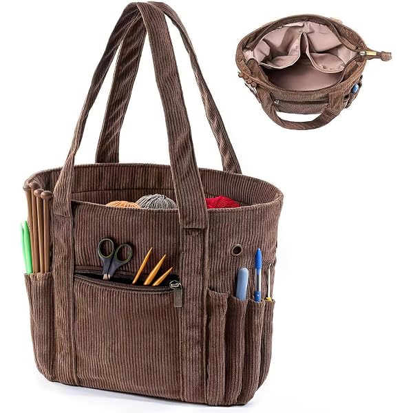 Sac De Rangement Portable Pour Tricot - Organisateur De Fil Avec Housse Et Bandoulière Bleu