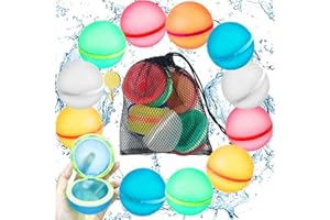 TFANGHAO 12 PCS Water Balloons,Magnetic Silicone Water Balls Quick Fill with Mesh Bag,Summer Outdoor Pool Beach Party Supplies Toys Water Balloon for Kids Adults (12pcs)