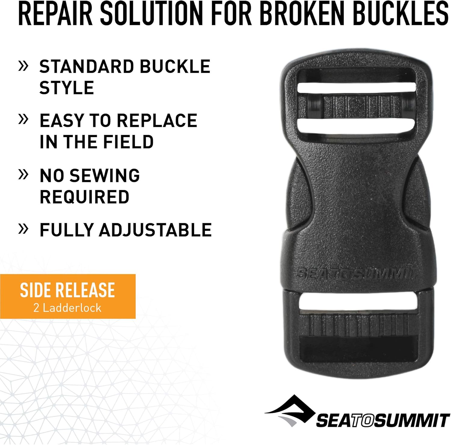 SEA TO SUMMIT Field Buckle-25mm Side Release Accessories, Adult Unisex, Black (Black), One Size - Image 3