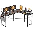 CubiCubi L Shaped Gaming Desk, 59.1 inch Computer Corner Desk with with Carbon Fiber Surface and Monitor Shelf for Home Office Study Writing Workstation, Black