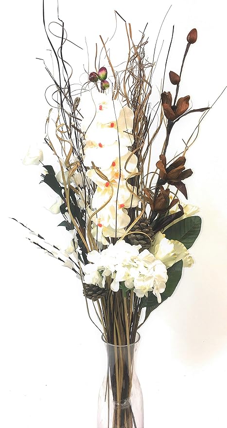 Unique Design Cream Artificial Orchid And Dried Flower Bouquet 85