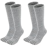aomagic Merino Wool Toe Socks for Men and Women Hiking Crew Sock Cushion Boot Socks with Toes