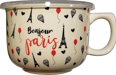 Ciroa Microwaveme Fine porcelana microondas cuenco/taza con tapa ...