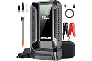 Scatach Q16 4500A Car Jump Starter with Air Compressor, 150PSI Portable Jump Starter Battery Pack (12.0L Gas/10.0L Diesel), with QC3.0, Large Display, 3 Modes Flashlight and Jumper Cable