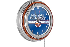 Trademark Global NHL Chrome Double Rung Neon Clock - New York Islanders®