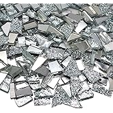 LITMIND 1.1LB Silver Mixed Irregular Glass Scraps Mosaic Tiles with Mirror and Textured Backing - Ideal for Mosaic Crafts, Puzzles, and Art Projects