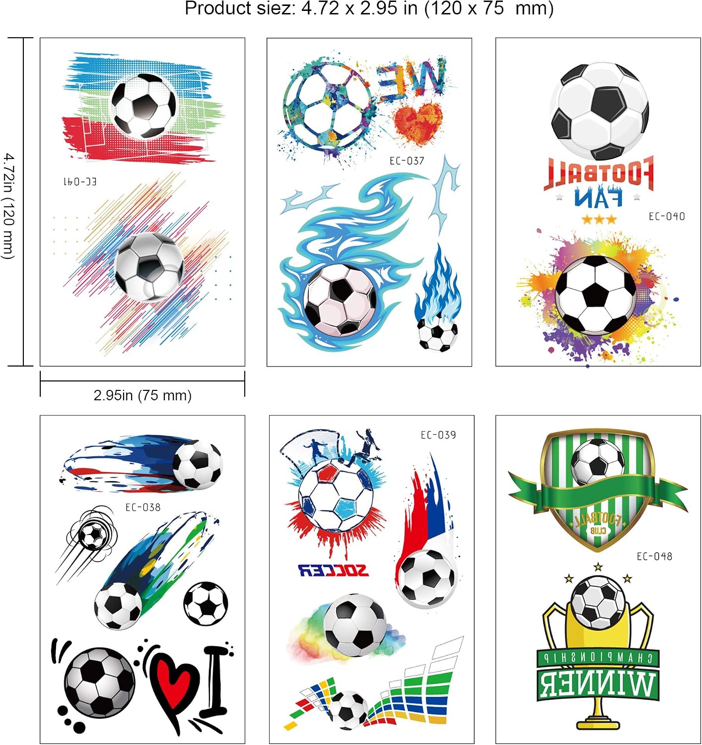 Konsait Football Tattoos Kids Children Temporary Transfer Tattoos Boys Birthday Party Bag & Stocking Fillers, 18 Sheets - Image 4