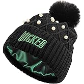 Bioworld Wicked Logo & Pearl Appliques Black Cuff Beanie