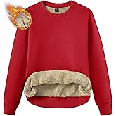 TACVASEN Women's Crewneck Sweatshirt Fleece Lined Sherpa Pullover Winter Shirt Warm Sweaters Long Sleeve Tops