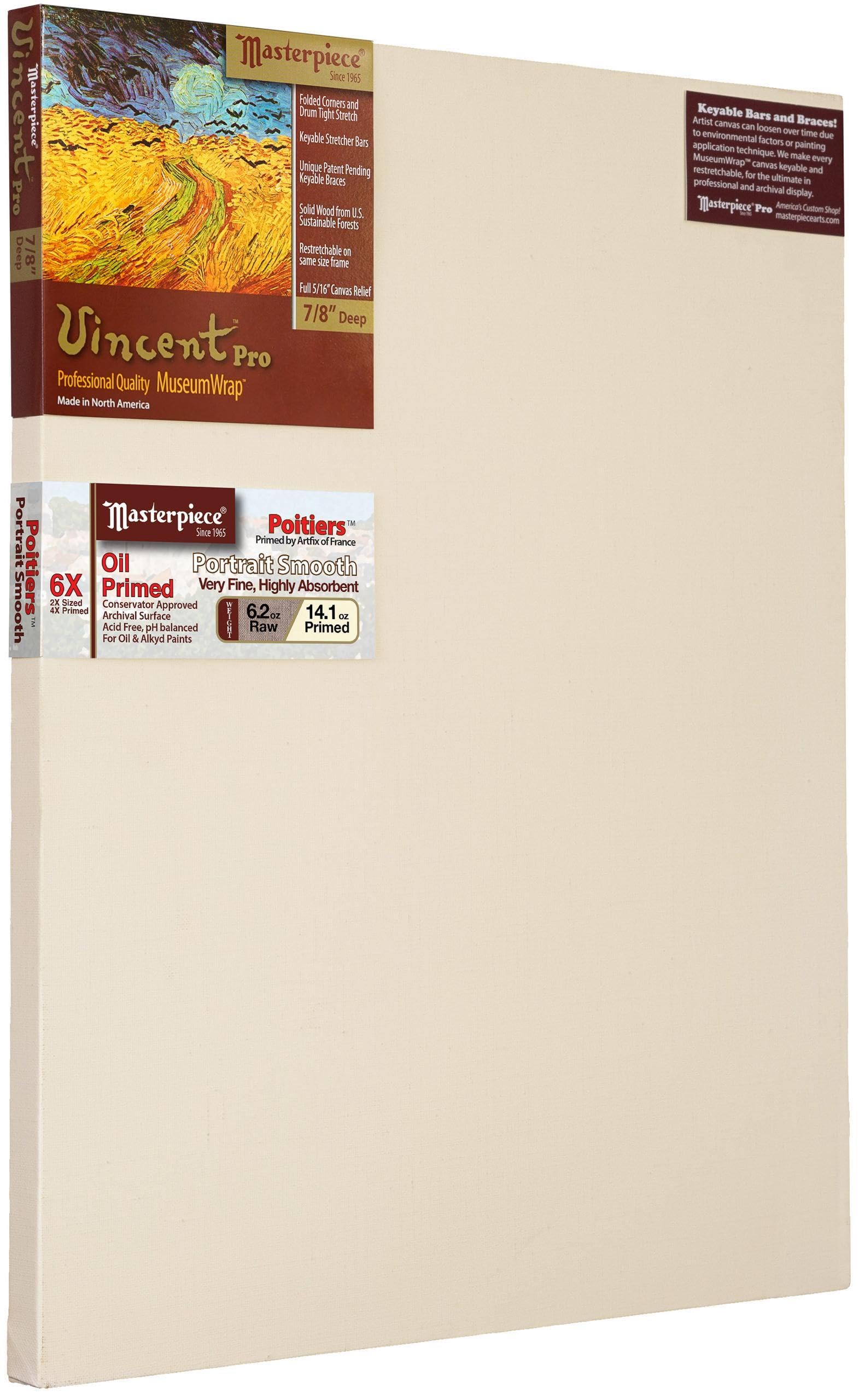 MASTERPIECE Z1VQ-1860 Vincent Pro 7/8″ Deep Linen 14.1oz – Poitiers Portrait – Oil Primed Stretched Canvas 18″ x 60″