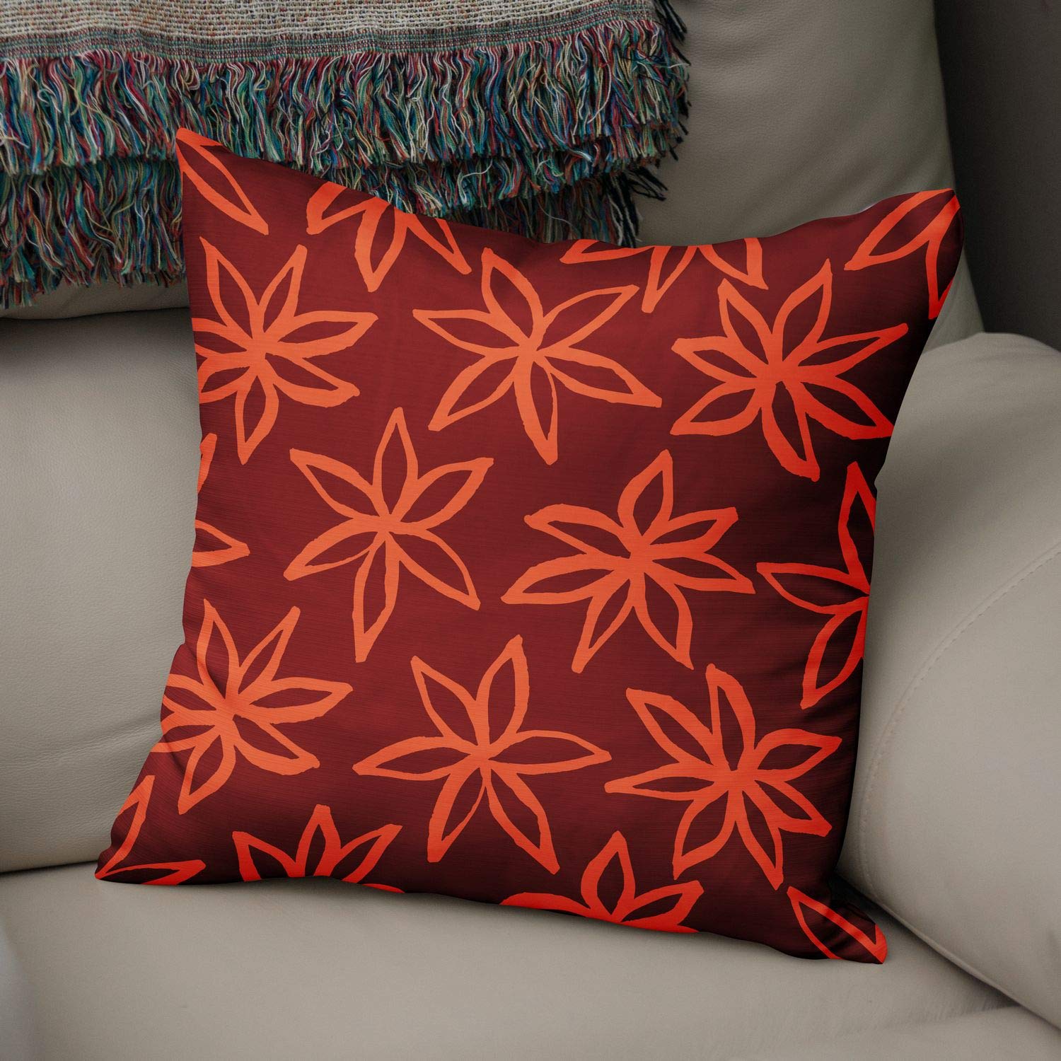 Bonamaison Decorative Cushion Cover Orange & Bordeux, Throw Pillow Covers, Home Decorative Pillowcases for Livingroom, Sofa, Bedroom, Size: 50x50 Cm - Designed and Manufactured in Turkey