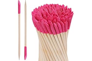 NOVERLIFE 100PCS Disposable Sanding Sticks, Pumice Stone Cuticle File Remover Nail File Buffer, Double-Headed Manicure Sticks Wood Nail Stick Pusher Sanding Tools for Home Salon Mani-Pedi, Pink
